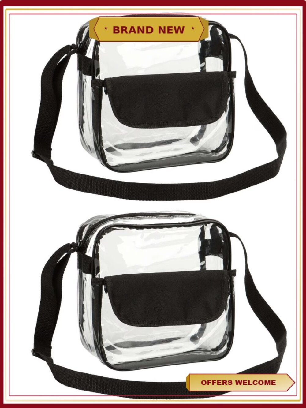 Clear Messenger Bag Stadium Approved See Through Crossbody Purse PVC